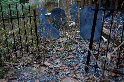 backyard graveyard scene